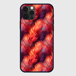 Чехол iPhone 12 Pro Красный мех паттерн
