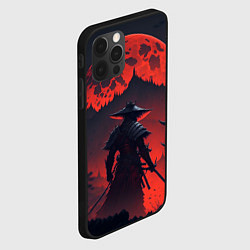 Чехол для iPhone 12 Pro Samurai and red moon - нейросеть, цвет: 3D-черный — фото 2