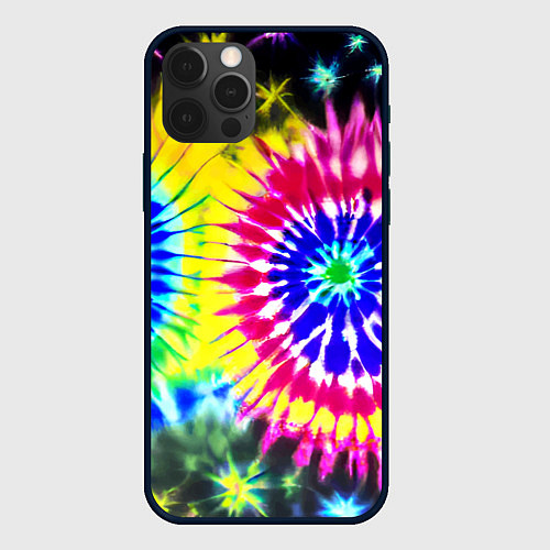 Чехол iPhone 12 Pro Colorful floral composition - tie-dye / 3D-Черный – фото 1