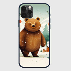 Чехол iPhone 12 Pro Рождественский мишка фолк-арт
