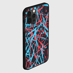 Чехол для iPhone 12 Pro Синие и красные гранжевые полосы, цвет: 3D-черный — фото 2