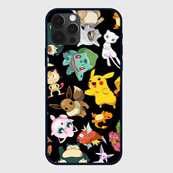 Чехол для iPhone 12 Pro Пикачу и другие покемоны, цвет: 3D-черный