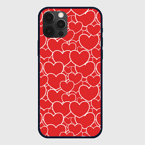 Чехол iPhone 12 Pro Сердечки любви / 3D-Черный – фото 1