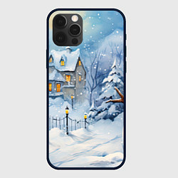Чехол для iPhone 12 Pro Новогодний снеговик с шарфом, цвет: 3D-черный
