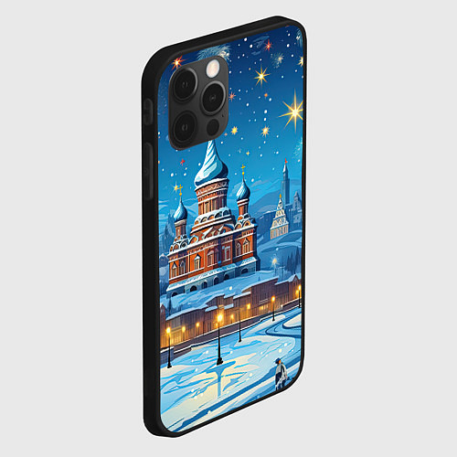 Чехол iPhone 12 Pro Новогодняя Москва / 3D-Черный – фото 2