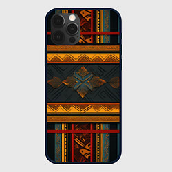 Чехол для iPhone 12 Pro Этнический рисунок в полоску, цвет: 3D-черный
