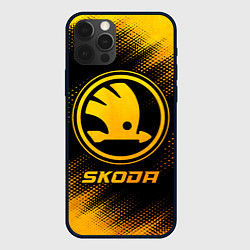 Чехол для iPhone 12 Pro Skoda - gold gradient, цвет: 3D-черный
