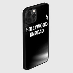 Чехол для iPhone 12 Pro Hollywood Undead glitch на темном фоне посередине, цвет: 3D-черный — фото 2