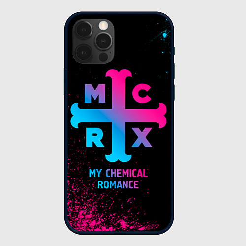 Чехол iPhone 12 Pro My Chemical Romance - neon gradient / 3D-Черный – фото 1