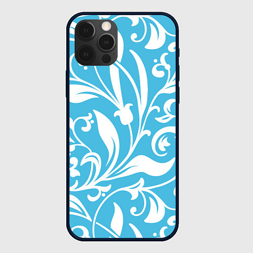 Чехол iPhone 12 Pro Растительный паттерн - минимализм / 3D-Черный – фото 1