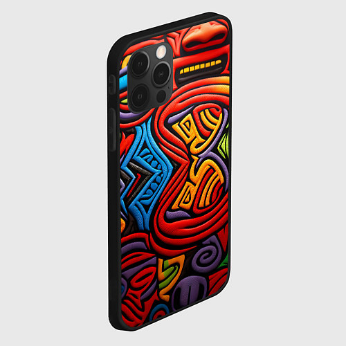 Чехол iPhone 12 Pro Разноцветный узор в стиле абстракционизм / 3D-Черный – фото 2