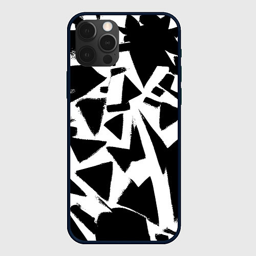 Чехол iPhone 12 Pro Абстрактная чёрно-белая композиция / 3D-Черный – фото 1