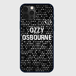 Чехол iPhone 12 Pro Ozzy Osbourne glitch на темном фоне посередине