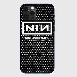 Чехол iPhone 12 Pro Nine Inch Nails glitch на темном фоне