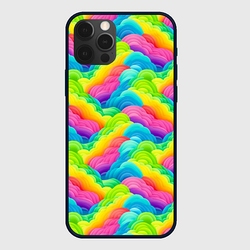 Чехол iPhone 12 Pro Разноцветные облака из бумаги паттерн / 3D-Черный – фото 1