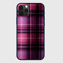 Чехол для iPhone 12 Pro Фиолетовая шотландская клетка, цвет: 3D-черный