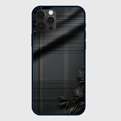 Чехол для iPhone 12 Pro Серо-черная шотландская клетка и цветы, цвет: 3D-черный