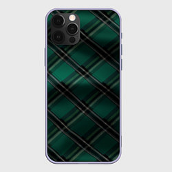 Чехол для iPhone 12 Pro Тёмно-зелёная диагональная шотландская клетка, цвет: 3D-светло-сиреневый