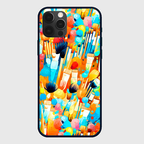 Чехол iPhone 12 Pro Кисти художника / 3D-Черный – фото 1