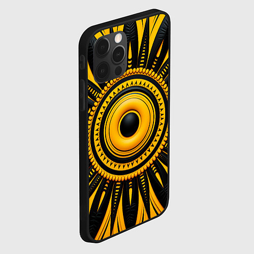 Чехол iPhone 12 Pro Желто-черный узор в африканском стиле / 3D-Черный – фото 2