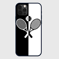 Чехол iPhone 12 Pro Теннис - чёрно белое