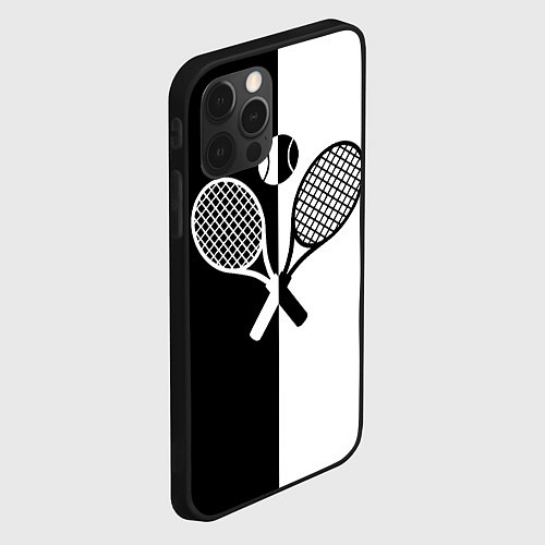 Чехол iPhone 12 Pro Теннис - чёрно белое / 3D-Черный – фото 2