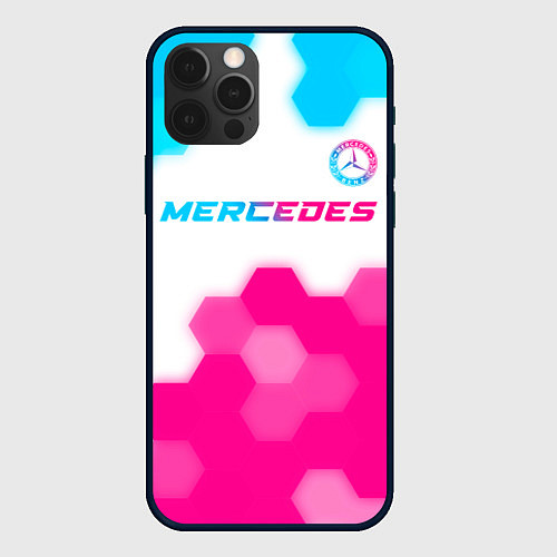 Чехол iPhone 12 Pro Mercedes neon gradient style посередине / 3D-Черный – фото 1