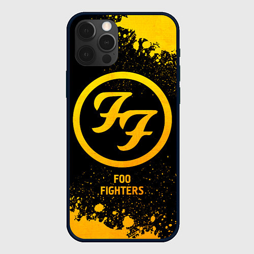 Чехол iPhone 12 Pro Foo Fighters - gold gradient / 3D-Черный – фото 1