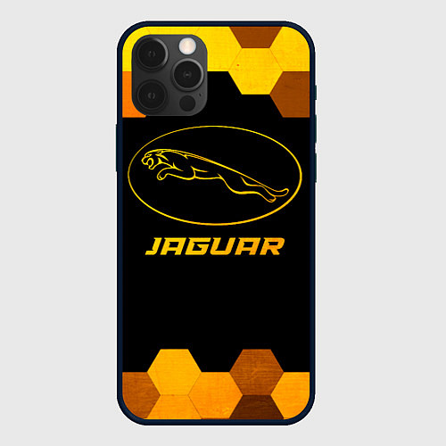 Чехол iPhone 12 Pro Jaguar - gold gradient / 3D-Черный – фото 1