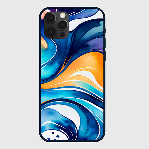 Чехол iPhone 12 Pro Линейная красочная абстракция / 3D-Черный – фото 1