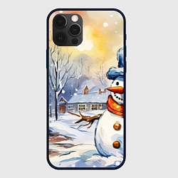 Чехол для iPhone 12 Pro Снеговик новый год, цвет: 3D-черный