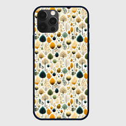 Чехол iPhone 12 Pro Паттерн разные деревья и кустарники