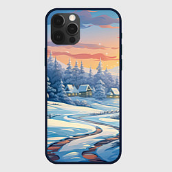 Чехол для iPhone 12 Pro Новогодний пейзаж зимний, цвет: 3D-черный