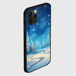 Чехол для iPhone 12 Pro Зима в лесу елочки, цвет: 3D-черный — фото 2