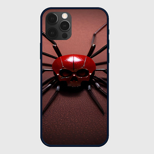 Чехол iPhone 12 Pro Паучий череп / 3D-Черный – фото 1