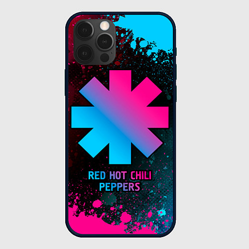 Чехол iPhone 12 Pro Red Hot Chili Peppers - neon gradient / 3D-Черный – фото 1