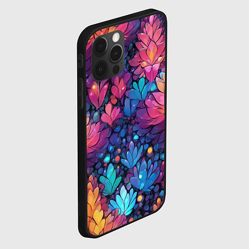 Чехол iPhone 12 Pro Растительный абстрактный узор / 3D-Черный – фото 2