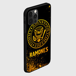 Чехол для iPhone 12 Pro Ramones - gold gradient, цвет: 3D-черный — фото 2