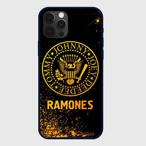 Чехол iPhone 12 Pro Ramones - gold gradient / 3D-Черный – фото 1