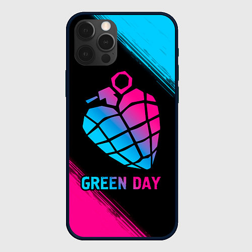 Чехол iPhone 12 Pro Green Day - neon gradient / 3D-Черный – фото 1