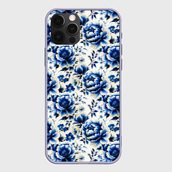 Чехол для iPhone 12 Pro Гжель узор паттерн, цвет: 3D-светло-сиреневый
