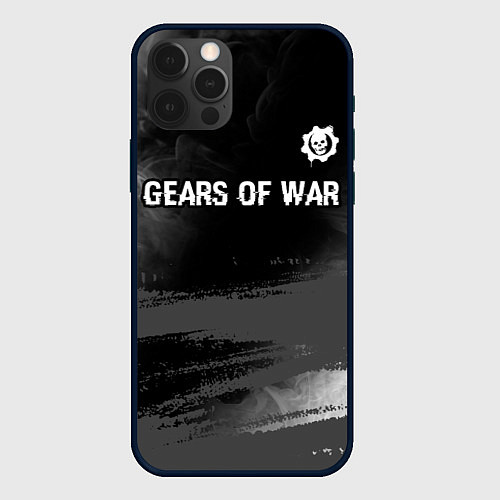 Чехол iPhone 12 Pro Gears of War glitch на темном фоне посередине / 3D-Черный – фото 1