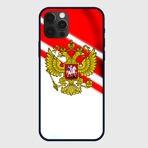 Чехол iPhone 12 Pro Герб РФ спорт / 3D-Черный – фото 1