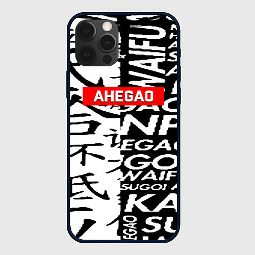 Чехол iPhone 12 Pro Ahegao steel symbol / 3D-Черный – фото 1