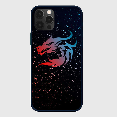 Чехол iPhone 12 Pro Дракон млечный путь / 3D-Черный – фото 1