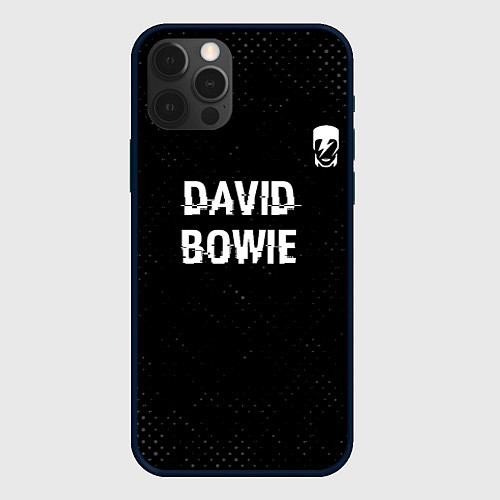 Чехол iPhone 12 Pro David Bowie glitch на темном фоне посередине / 3D-Черный – фото 1