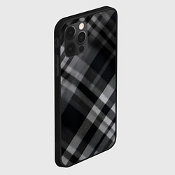 Чехол для iPhone 12 Pro Черно-белая диагональная клетка в шотландском стил, цвет: 3D-черный — фото 2