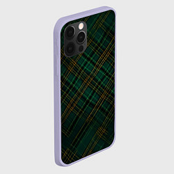 Чехол для iPhone 12 Pro Тёмно-зелёная диагональная клетка в шотландском ст, цвет: 3D-светло-сиреневый — фото 2