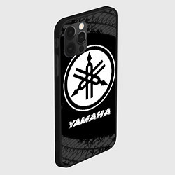 Чехол для iPhone 12 Pro Yamaha speed на темном фоне со следами шин, цвет: 3D-черный — фото 2