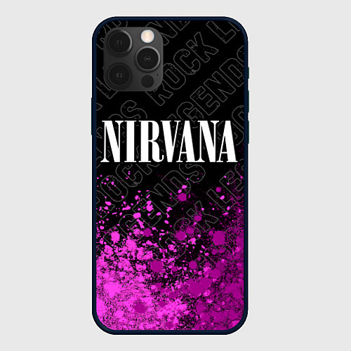 Чехол iPhone 12 Pro Nirvana rock legends посередине / 3D-Черный – фото 1